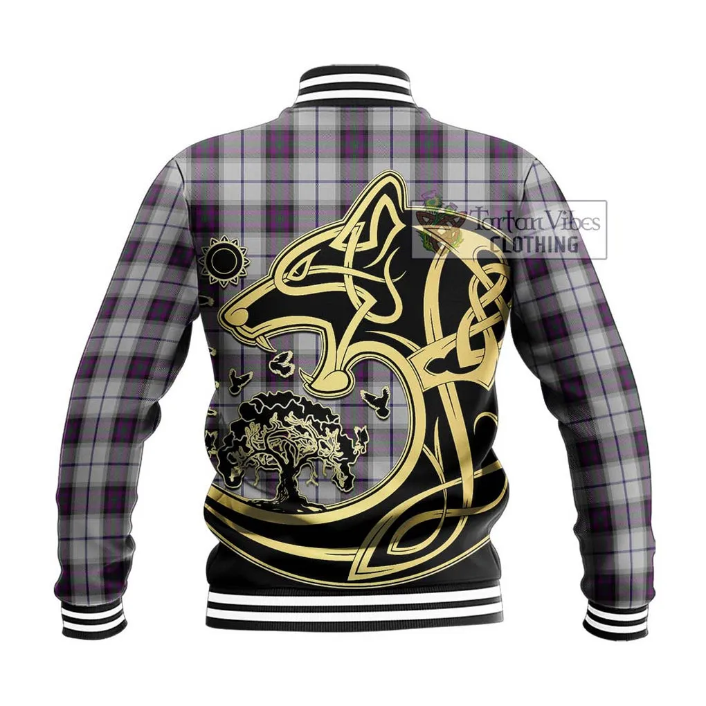 Alexander of Menstry Dress Tartan Baseball Jacket with Family Crest Celtic Wolf Style